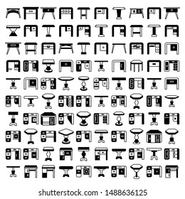 vector set desk and table icons