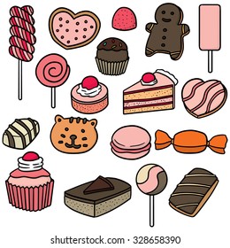 vector set of dessert