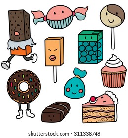 vector set of dessert cartoon