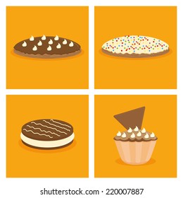 Vector Set Of Desserts Isolated On Color Background