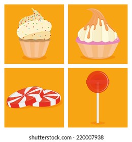 Vector Set Of Desserts Isolated On Color Background
