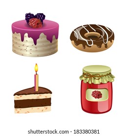 vector set of desserts on the transparent background