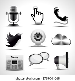 Vector set of detailed communication icons.