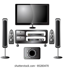 Vector set of detailed home theater icons