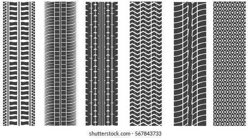 vector set of detailed tire prints