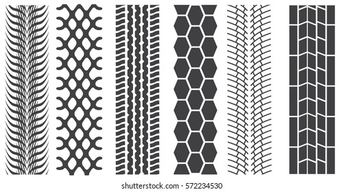 vector set of detailed tire prints
