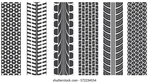 vector set of detailed tire prints