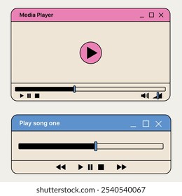 Vector Conjunto de cuadros de diálogo: reproductor multimedia y reproductor de audio