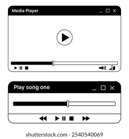 Vector Conjunto de cuadros de diálogo: reproductor multimedia y reproductor de audio