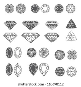 Vector set of diamond design elements - cutting samples
