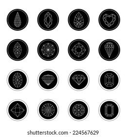 Vector set of diamond icons - cutting samples