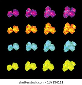 Vector set of the diamond on a black background