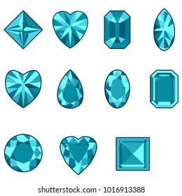 Vector set of diamonds of various shapes on a white background