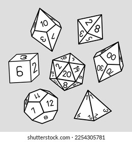 Juego de dados vectores para juegos de mesa de fantasía dnd rpg