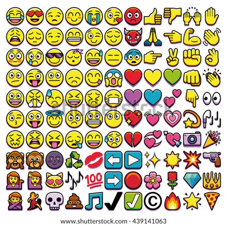 Vector Set Of Different 110 Emojis Isolated On White Background