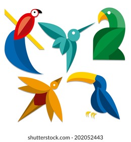 Vector Set Of Different Abstract Birds Icons Isolated