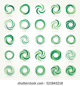 vector set of different abstract green circle rotated signs