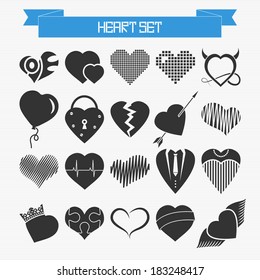 Vector set of different abstract hearts for your design