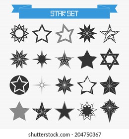 Vector set of different abstract stars for your design