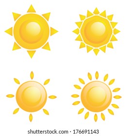 Vector Set Of Different Abstract Suns Isolated