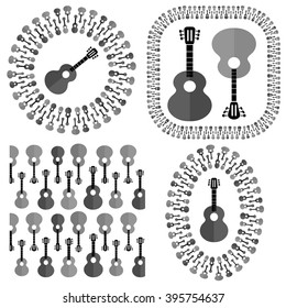 Vector Set of Different Acoustic Guitars Silhouettes