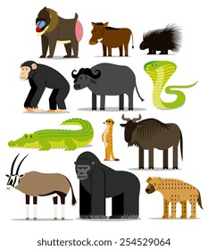 Vector Set Of Different African Animals Isolated