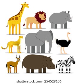 Vector Set Of Different African Animals Isolated