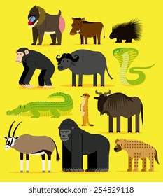 Vector Set Of Different African Animals Isolated