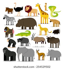 Vector Set Different African Animals Isolated Stock Vector (Royalty ...