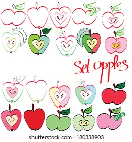 vector set of different apples