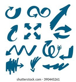 Vector set of different arrows.Hand drawn arrow collection.