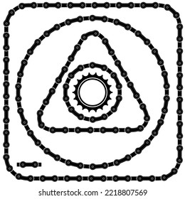 Vector Set of Different Bicycle Chain Frames Isolated on White Background.