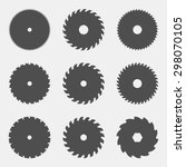 vector set of different black silhouettes of circular saw blades