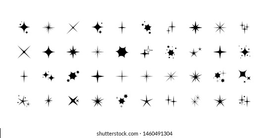 Vector Set Different Black Sparkles Icons Stock Vector (royalty Free 