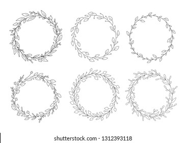 Vector set of different black and white silhouette circular laurel foliate and wreaths. Design elements for invitations, quotes, greeting cards, blogs and more.