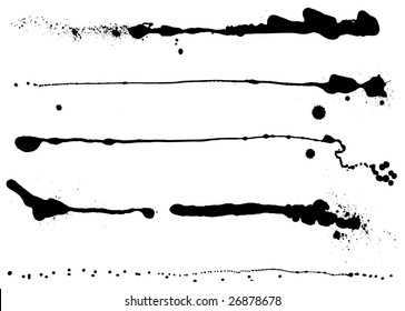 Vector Set Of Different Black-and-white Ink Strokes