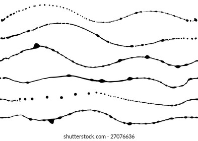 Vector set of different black-and-white ink strokes