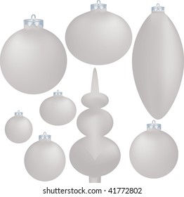 vector set different blank silver christmas balls