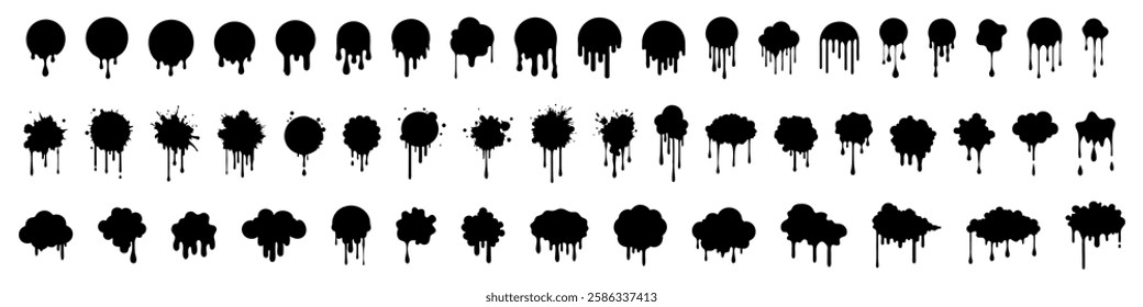 Vector set of different blots, ink smears with sweat on white background