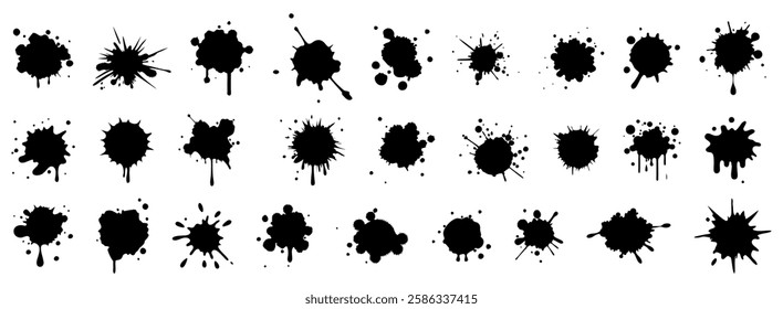 Vector set of different blots, ink smears with sweat on white background