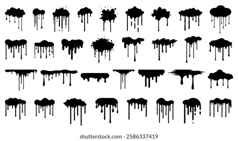 Vector set of different blots, ink smears with sweat on white background