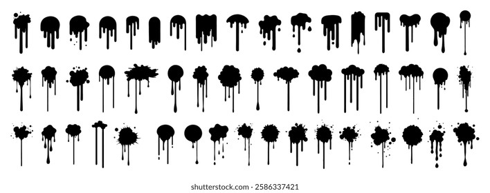 Vector set of different blots, ink smears with sweat on white background