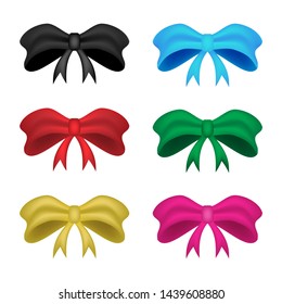 Vector set of different bow ties isolated on white background