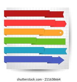 Vector set of different bright paper ribbons 