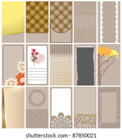 vector set of different brown vintage cards