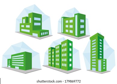 Vector Set Of Different Building Icons Isolated