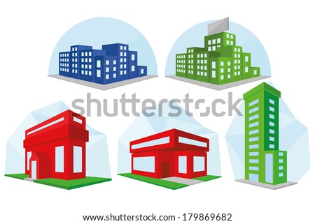 Vector Set Of Different Building Icons Isolated