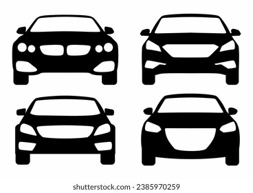 Vector set of different car symbols front view