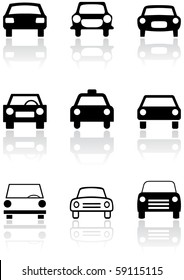 Vector set of different car symbols. All vector objects are isolated. Colors and transparent background color are easy to adjust.