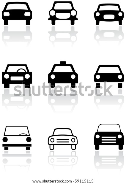 Vector set of different car symbols. All vector\
objects are isolated. Colors and transparent background color are\
easy to adjust.
